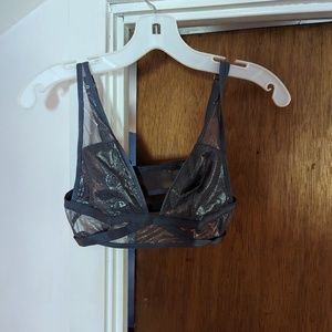 NWOT VICTORIA'S SECRET DARK GRAY SHEER SHINY BRA SIZE SMALL